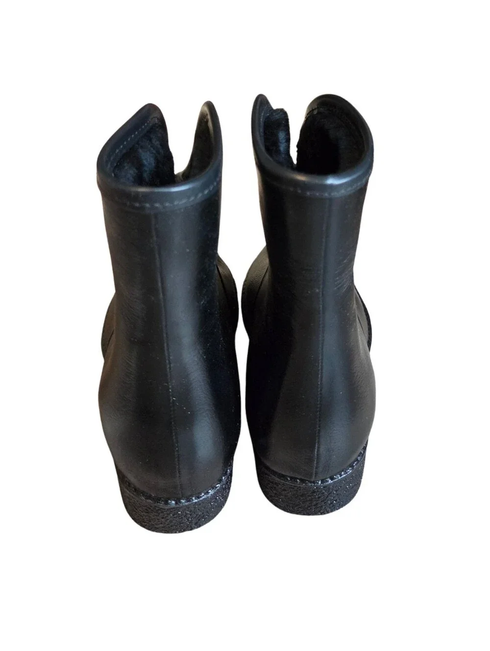 Vtg Waterproof Black Boots Womens 6 Made In USA Faux Fur Lined Commute Gorpcore